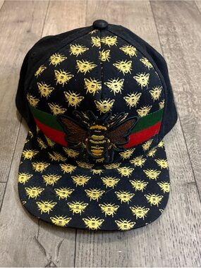 Top Level Black and Gold Bee Embroidered Snapback Hat